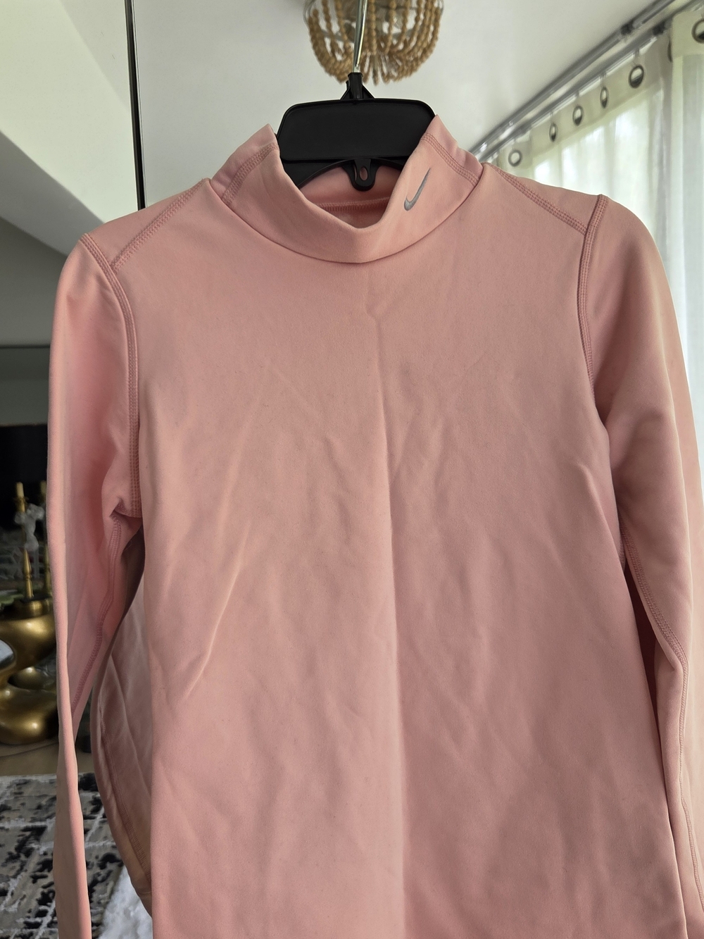 Nike Women's Pink Long-Sleeve Mock Neck Performance Top